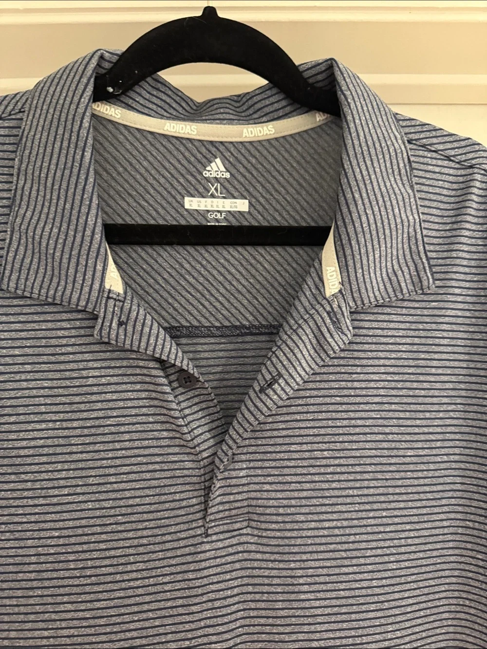 adidas Men’s Navy and White Micro-Striped Polo. Worn once.